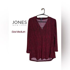 ✨ NWOT Jones New York Chic Red & Black Blouse | Effortless Workwear ✨